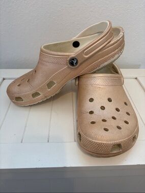 Rose Gold Crocs Ladies size 10